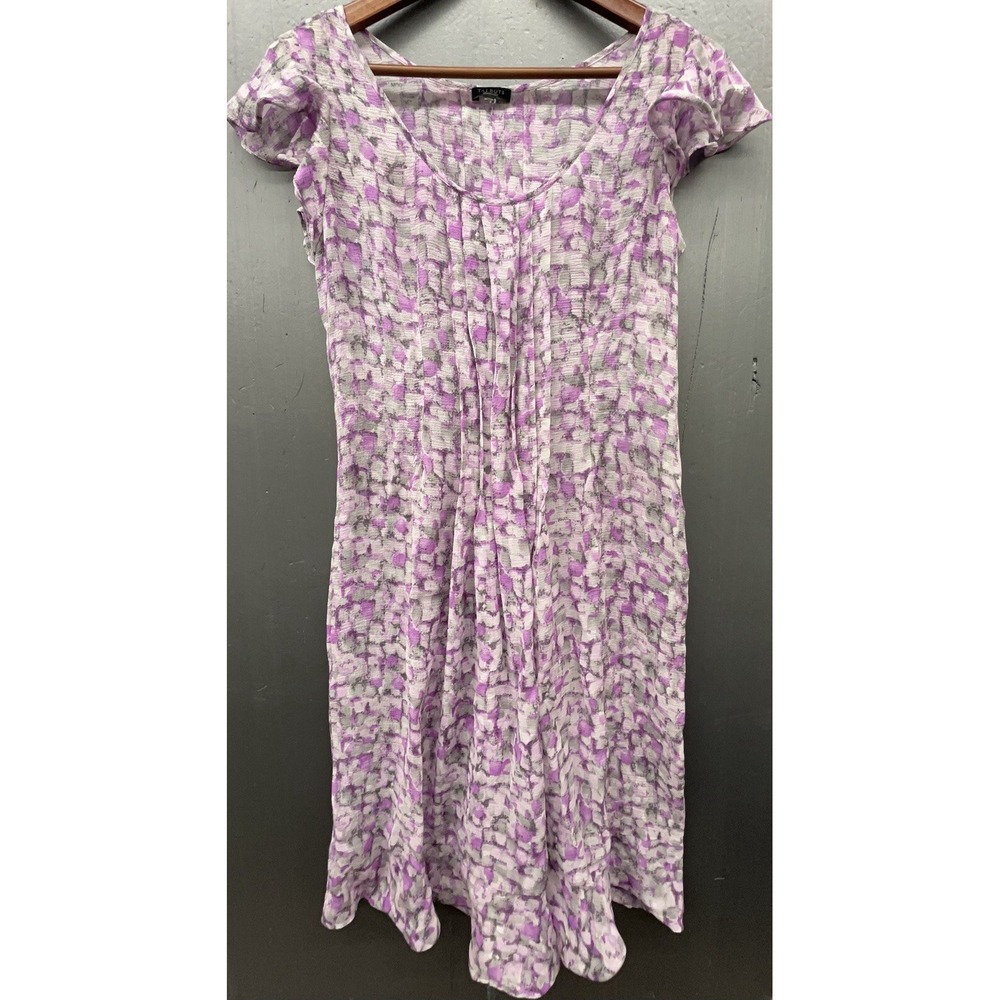 Talbots Dress XS Lavender Sheer Midi Flutter Sleeve Ruffle Fairy Romantic Boho